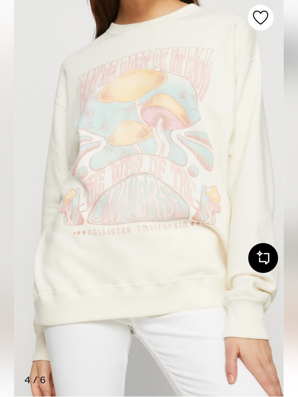 Hollister Oversized Mushroom Graphic Sweatshirt Women's Size Extra Small XS